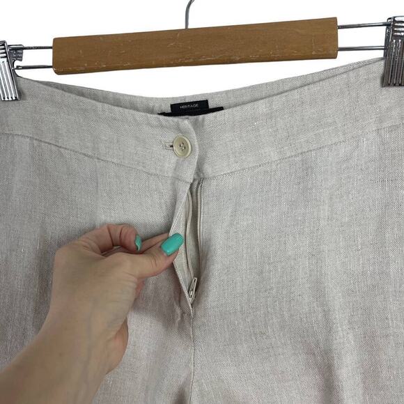 Talbots Heritage Linen Straight Leg High Waist Beige Trousers Pants SZ 6 Neutral - Picture 4 of 13